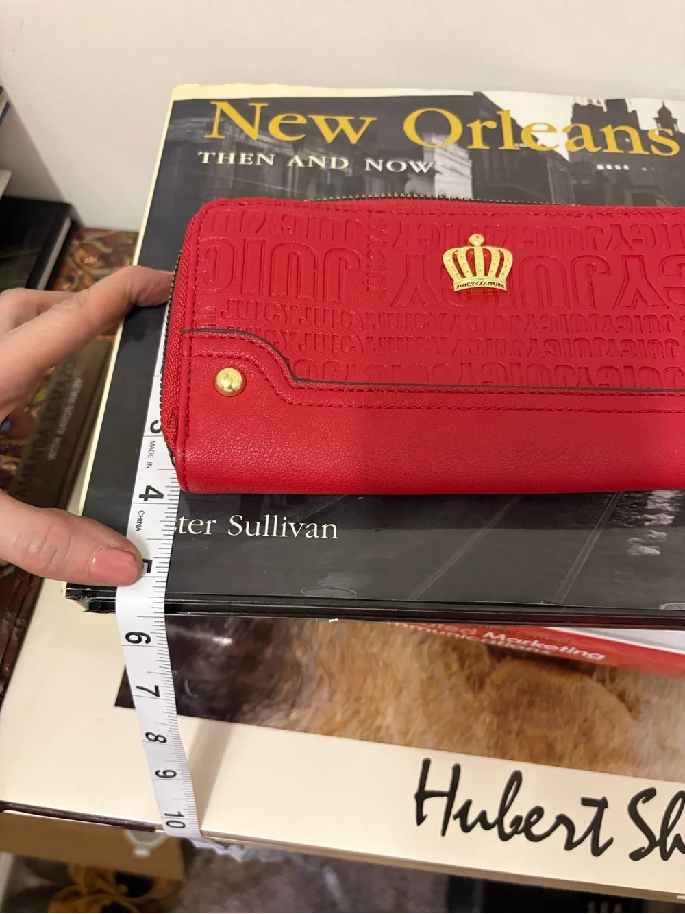Like new Juicy Couture Red Embossed Zip Wallet with Gold Accent